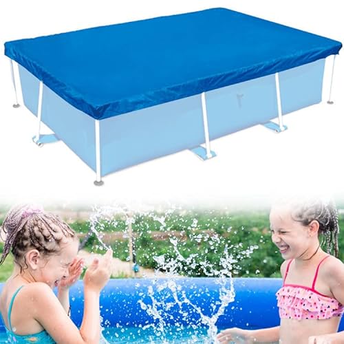 Ruolin Poolabdeckung Rechteckig, Blau Pool Abdeckplane Regensichere Staubdicht UV-beständig für Planschbecken Rechteckig Aufblasbarer Pool und Rectangular Frame Pool (260 x 170 cm) von Ruolin