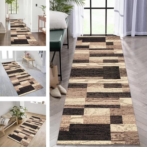 Rwoxing Läufer Teppiche Für Lange Flur Teppich Dunkle Kaffeefarbe 40X120CM Küchenteppich Waschbar rutschfest Schlafzimmer Fußmatten Wohnzimmer Esszimmer Flurläufer Meterware Teppich Für Innenräume von Rwoxing