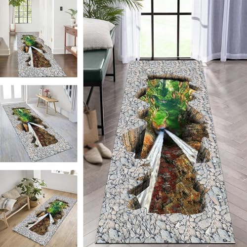 Rwoxing Läufer Teppiche Für Lange Flur Teppich Graubraun 40X100CM Küchenteppich Waschbar rutschfest Schlafzimmer Fußmatten Wohnzimmer Esszimmer Flurläufer Meterware Teppich Für Innenräume von Rwoxing