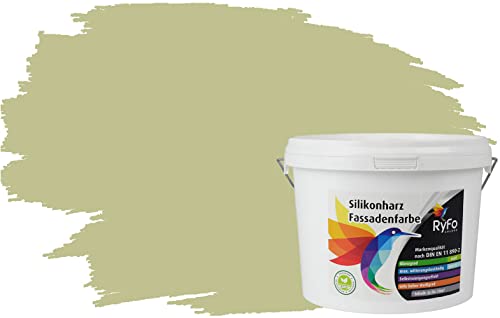 RyFo Colors Silikonharz Fassadenfarbe Lotuseffekt Trend Pistazie 3l - bunte Fassadenfarbe, weitere Grün Farbtöne und Größen erhältlich, Deckkraft Klasse 1 von RyFo Colors