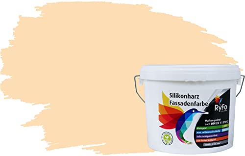 RyFo Colors Silikonharz Fassadenfarbe Lotuseffekt Trend Weißtöne Apricot 6l - bunte Fassadenfarbe, weitere Weiß Farbtöne und Größen erhältlich, Deckkraft Klasse 1 von RyFo Colors