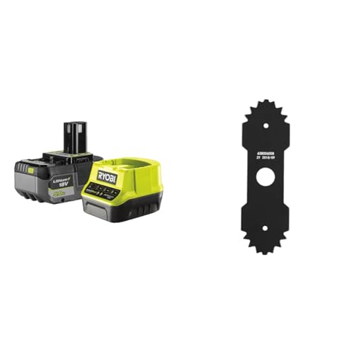 RYOBI 18 V ONE+ Akku-Starterset RC18120-150 & 22cm Messer 5132004924 RAC163 Ersatzmesser für 18 V Akku-Kantenschneider (kompatibel mit RY18EGA) von Ryobi