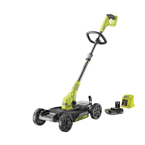 Ryobi - Rasenmäher 3-in-1 18 V – Rasenmäher/Rasentrimmer – Ø 30 cm – Mulchen – 1 Akku 2,0 Ah und 1 Ladegerät 1,5 A – RY18LMC30A-120 von Ryobi