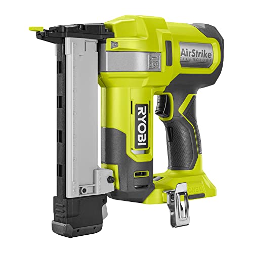 RYOBI 18 V ONE+ Akku-Tacker R18GS18-0 (100 Klammern Magazinkapazität, Klammerstärke/ länge 5,5-6,1 mm/ 10-38 mm, ohne Akku & Ladegerät, inkl. 500x 38 mm Nägel, 2x No-Mar-Schuhe, 1x Gürtelhaken) von Ryobi