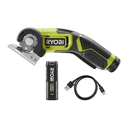 RYOBI 4V Akku-Universalschere RCT4-120G (Schnittkapazität von 6,4 mm, Drehzahl von 270 U/min, inkl. 1 x 4 V 2,0 Ah Akku und USB-C Ladekabel) von Ryobi