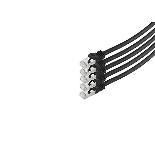 S-Conn RJ45 Patchkabel S/FTP,PIMF, Rohkabel CAT 7 Halogenfrei VE5, schwarz, 0,5m von S/CONN maximum connectivity