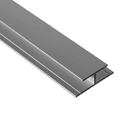 S-Polytec Aluminium H- Profil, Alu Verbindungsprofil, Übergangsprofil Aluprofil H für HPL Platten, Laminat, Vinyl, 6mm, eloxiert, verschiedene Längen und Größen (10, H- Profil 6mm (1 Meter)), Silber von S-Polytec