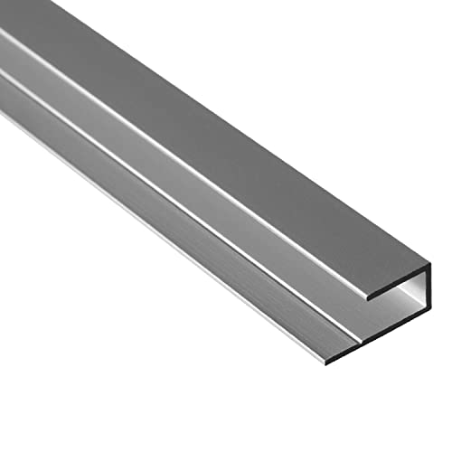 S-Polytec Aluminium U- Profil, Alu Abschlussprofil, Aluprofil für HPL Platten 6mm und 8mm, eloxiert, verschiedene Längen Größen (10, U- Profil (2 Meter)), Silber von S-Polytec