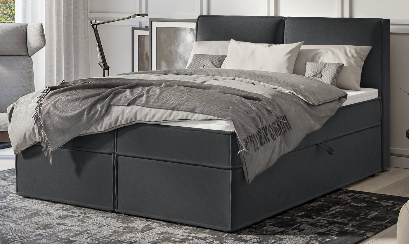 S-Style Möbel Boxspringbett Plaza, mit Topper und zwei Bettkästen von S-Style Möbel