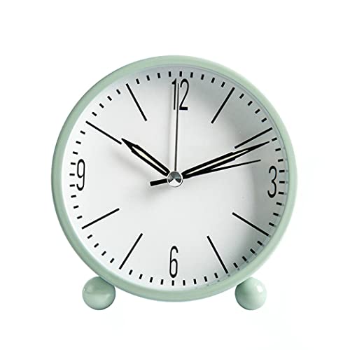 SWHONG Kleiner klassischer analoger Wecker Quarz Tischuhr Hintergrundbeleuchtung Batteriebetrieben Schlafzimmer Home Office Reise Regal Uhr Grün von S.W.H