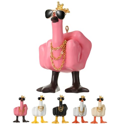 CASLI Lustige Und Niedliche Mittelfinger-Ente, 2024 Finger-Ente, Heimdekoration, Geeignet Für Büro-Desktop, Zuhause, Wohnzimmer, Schlafzimmer, Einweihungsgeschenk (Pink) von SACLI