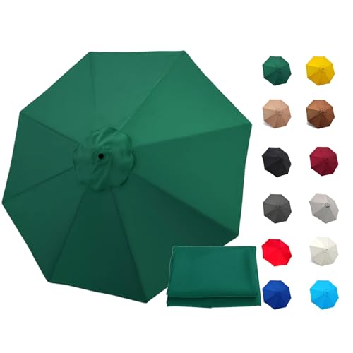 SADITY Sonnenschirm Ersatzbezug 3.0m 6/8 Streben, UV30+, Wasserdicht, Sonnenschirm Baldachin Bespannung ErsatzAbdeckung Wasserdichter Sonnenschirmbezug(Color:Dark Green,Size:300cm-8Streben) von SADITY