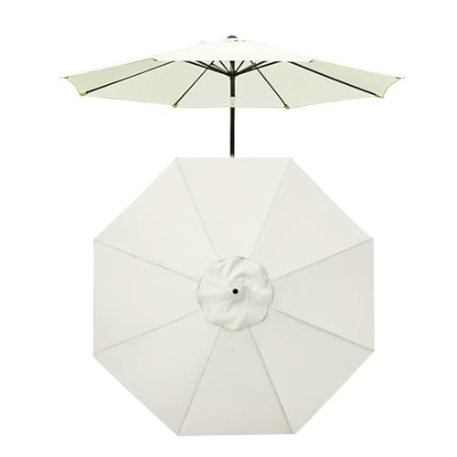 SADITY Sonnenschirm-Ersatzabdeckung, 6/8 Streben, Outdoor Markt Tisch Schirm Schirm Baldachin Regenschirm Ersatz Stoff, Sonnenschirmbezug Mit 200cm 270cm 300cm (Color : Off-White, Size : 2.7M-8Arms) von SADITY