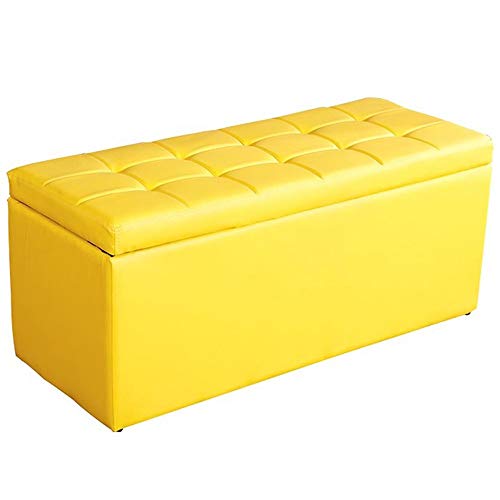 SAFWELAU Osmanische Bank Sitzhocker viereckige Sitztruhe Fußhocker Sofahocker PU-Softpack Multifunktionale Fußstütze Massenspeicher Lagergewicht 150kg 100x40x40cm (Color : Yellow) von SAFWELAU