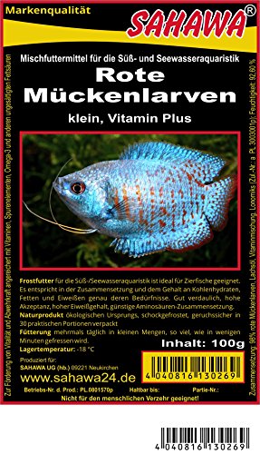 Fischfutter Frostfutter 100g Blister viele Sorten freie Auswahl für alle Zierfische und Marine Fische (MW) (Rote Mückenlarven gezüchtet 100g Blister) von SAHAWA