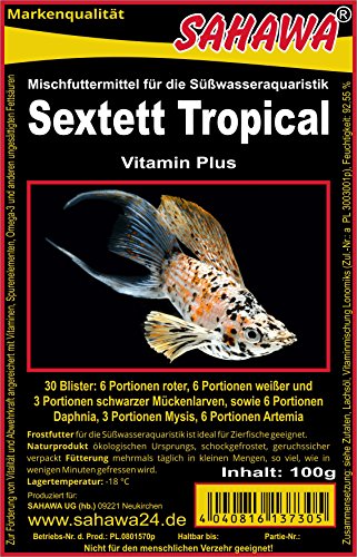 Fischfutter Frostfutter 100g Blister viele Sorten freie Auswahl für alle Zierfische und Marine Fische (MW) (Tropical Sextett 100g Blister) von SAHAWA