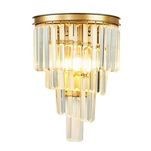 Wandleuchte Flur LED Kristall, Warmes Licht, Golden Design Kristalllampe Modern, Ø31*29*40cm, Kreativ Korridor-lampe, Wandspots 2-flammig E14, Leseleuchte für Schlafzimmer, Wohnzimmer, Büro, Treppen von SAIVITT