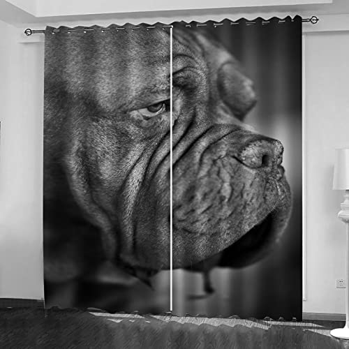 Verdunklungsvorhänge Mit Ösen 3D Schwarz-Weißer Tierhund Druck Vorhang Blickdicht Fensterdekoration Schlafzimmer Wohnzimmer Kinderzimmer, Schallschutz Thermogardine, Ösenschal 2Er Set 264X240cm Verdunklungsvorhänge Mit Ösen 3D Schwarz-Weißer Tierhund Druck Vorhang Blickdicht Fensterdekoration Schlafzimmer Wohnzimmer Kinderzimmer, Schallschutz Thermogardine, Ösenschal 2Er Set 264X240cm von SAKKAI