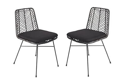 SAM 2er Set Rattanstuhl Detroit, Farbe Anthrazit, Esszimmerstuhl inklusive Sitzkissen, Korbstuhl mit Metallfüßen, Geflechtstuhl/Eisenstuhl im Retro-Design SAM 2er Set Rattanstuhl Detroit, Farbe Anthrazit, Esszimmerstuhl inklusive Sitzkissen, Korbstuhl mit Metallfüßen, Geflechtstuhl/Eisenstuhl im Retro-Design von SAM
