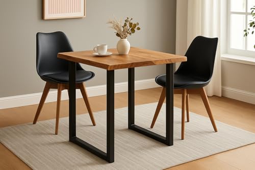 SAM 3-TLG. Essgruppe Quinn | Esstisch mit 2 Stühlen | 80x80 cm | Esstisch mit echter Baumkante | Akazienholz massiv + Naturfarben | U-Gestell Schwarz | 2X Schalenstuhl Schwarz SAM 3-TLG. Essgruppe Quinn | Esstisch mit 2 Stühlen | 80x80 cm | Esstisch mit echter Baumkante | Akazienholz massiv + Naturfarben | U-Gestell Schwarz | 2X Schalenstuhl Schwarz von SAM
