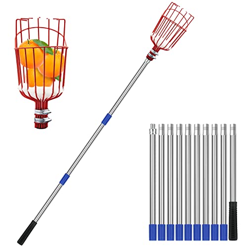 SAN LIKE Apfelpflücker mit Teleskopstiel 4M, Obstpflücker Teleskop Greifer aus Stahl, Kirschpflücker Birnenpflücker Obstpflückstange mit Korb Obst-Pflücker Outdoor Pick Tool für Apfel Orange Pfirsich von SAN LIKE