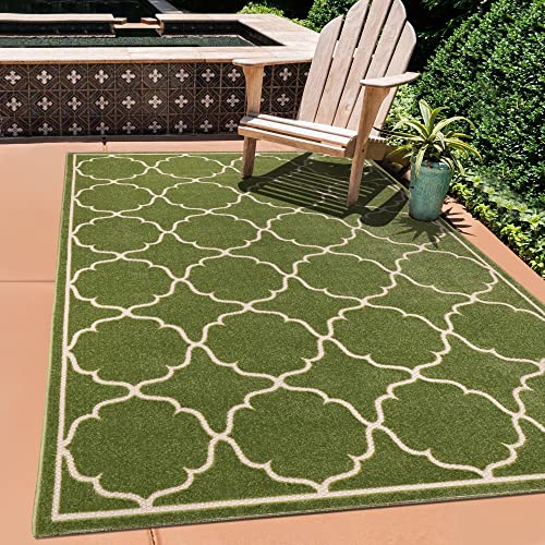 SANAT Outdoor Teppich Wetterfest - Teppich für den Innen- und Außenbereich - Balkon Teppich Wasserabweisend - Teppiche für Terrasse, Garten, Küche, Bad oder Wohnzimmer - Grün, 80 x 200 cm von SANAT