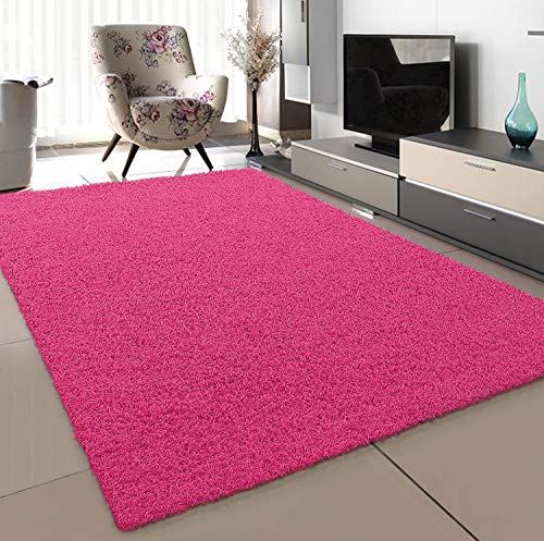 SANAT Teppich Wohnzimmer - Rosa Hochflor Langflor Teppiche Modern, Größe: 140x200 cm von SANAT