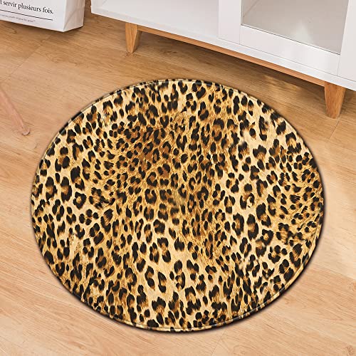 SANBEC 3D-Tier-Leoparden-Druckmuster, runder Teppich, Wohnzimmer-Bodenmatte, Schlafzimmer, Badezimmer, Bodenmatte, Kinderheimdekoration, rutschfeste Fußmatte von SANBEC