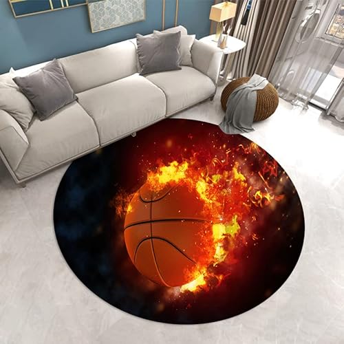 SANBEC Flamme Basketball 3D Druck Wohnzimmer Teppich Eingang Tür Matte Kinderzimmer Teppich Spiel Matte Schlafzimmer Flur Bereich Teppich von SANBEC