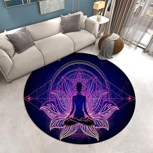 SANBEC Lila Meditation Lotus Yoga waschbare Bodenmatte Schlafzimmer Stuhlmatte Bereich Teppich Jungen Mädchen Zimmer dekorativer Teppich von SANBEC