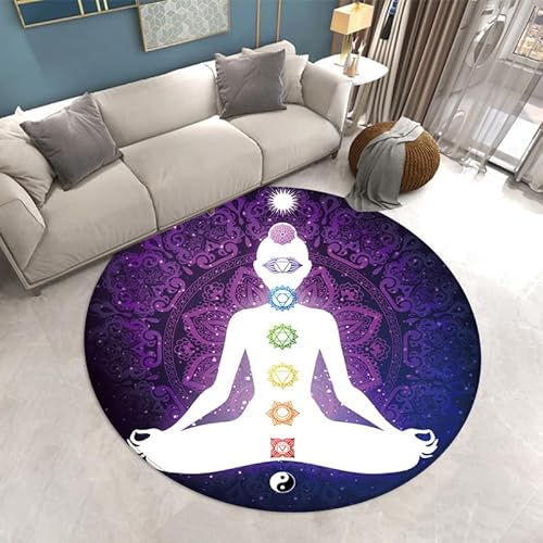 SANBEC Lotus Tai Chi Meditation Yoga Runder Teppich rutschfeste Fußmatte Bereich Teppich Stuhlmatte Spielzimmer Schlafzimmer Kinderzimmer Spielmatte von SANBEC