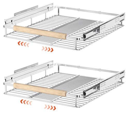 SANNO Ausziehbare Schrankregale, Organizer, Schieberegal, Töpfe und Pfannen, Organizer unter dem Schrank, Regal-Organizer, Küche, Badezimmer (2 Stück) von SANNO