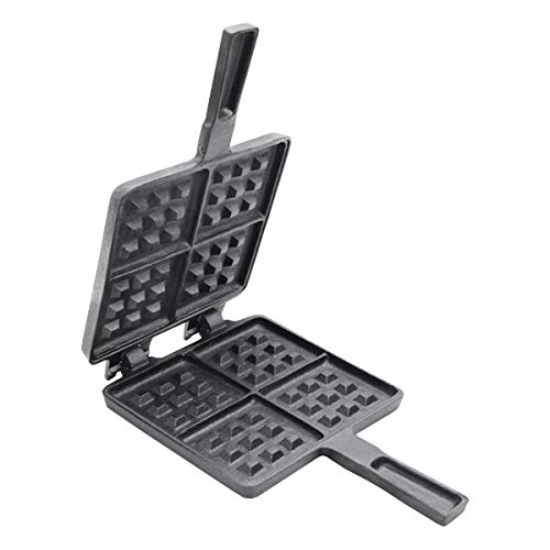 SANTOS XL Waffeleisen Gusseisen - ideal für Ihren Grill, Backofen oder Feuerstelle - 17,5x18,5cm - eckiger Waffelmaker - BBQ-Waffeleisen - Grillwaffel von SANTOS