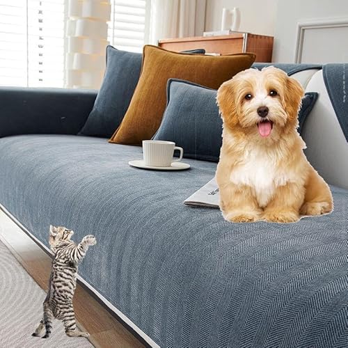 SANTUO Sofaschoner rutschfest, Sofa überzug Sofabezug L Form Eckcouch, Waschmaschinenfest Couchbezug Decke Sofadecke Sofaschutz Hund Katze Kratzschutz,Blue Gray2-110x240cm von SANTUO