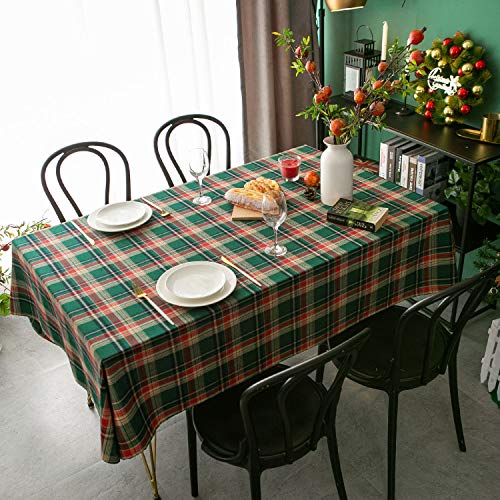 SASIGAYA Karierte Tischdecke Weihnachten Tischdecke Vintage Karierte Tischdecke，Polyester-Baumwolle Waschbar für Weihnachts Party Küche Hochzeit Tischtuch Dekoration，Verschiedene Größen（140×140cm） von SASIGAYA