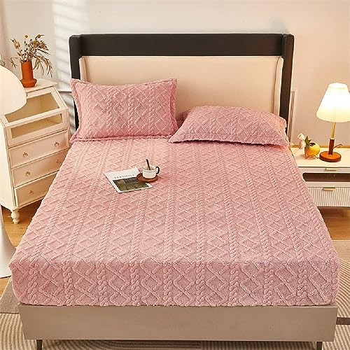 SASIGAYA Spannbettlaken 200×220cm Flanell Spannbetttuch Rosa Winter Plüsch Fleece Spannbetttucher Superweiches Matratzenschoner Flauschig Warme Bettlaken für Boxspringbett Topper Matratzen bis 25cm von SASIGAYA