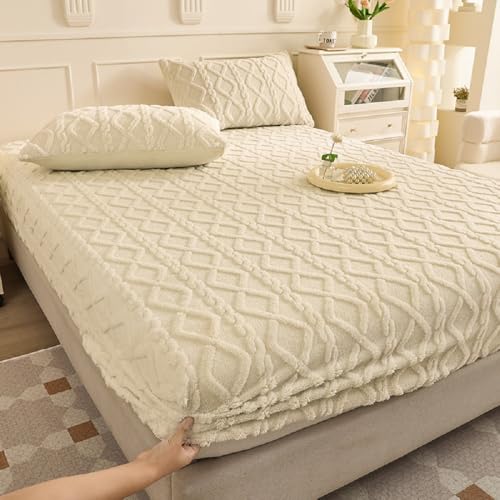 SASIGAYA Spannbettlaken 90×200cm Flanell Spannbetttuch Winter Plüsch Fleece Spannbetttucher Superweiches Matratzenschoner Flauschig Warme Bettlaken für Boxspringbett Topper Matratzen bis 25cm Beige SASIGAYA Spannbettlaken 90×200cm Flanell Spannbetttuch Winter Plüsch Fleece Spannbetttucher Superweiches Matratzenschoner Flauschig Warme Bettlaken für Boxspringbett Topper Matratzen bis 25cm Beige von SASIGAYA
