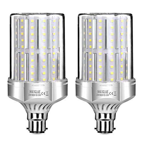 SAUGLAE 32W LED Lampen, 260W Glühlampen Äquivalent, 6000K Kaltweiß, 3600Lm, B22 Bajonett Kappe LED Leuchtmittel, 2 Stück von SAUGLAE