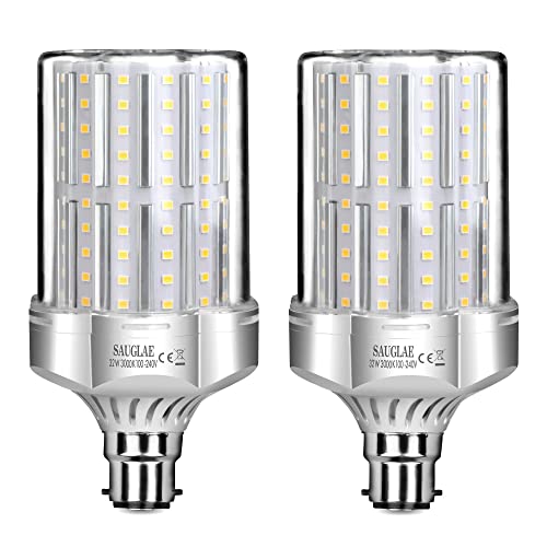 SAUGLAE 32W LED Lampen, 260W Glühlampen Äquivalent, 3000K Warmweiß, 3600Lm, B22 Bajonett Kappe LED Leuchtmittel, 2 Stück von SAUGLAE