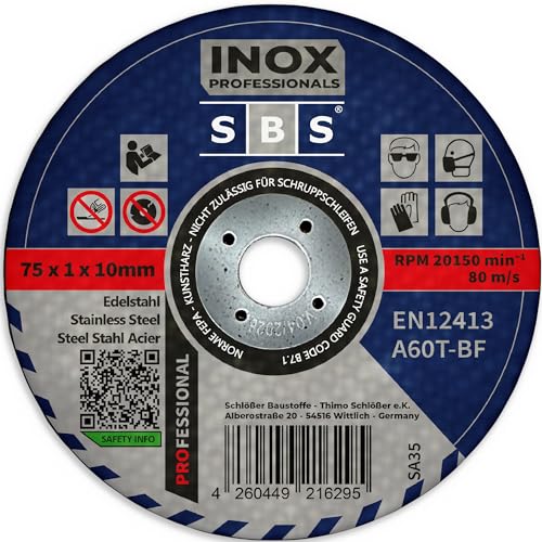 SBS® 75mm Trennscheiben | 10er Pack | Ø 75 x 1mm | INOX | geeignet für Akku oder Druckluft MiniFlex | Winkelscheifer von SBS