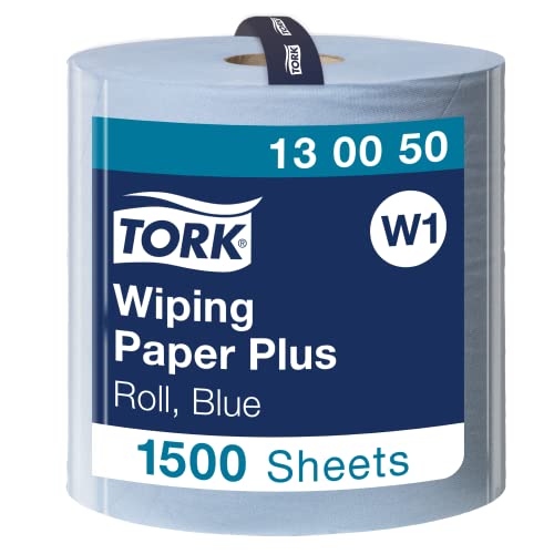 Tork 130050 Starke Mehrzweck Papierwischtücher für W1 Bodenständer- und Wandhalter-System / 2-lagige Papierrolle in Blau / Premium Qualität / 1 x 510 m von Tork