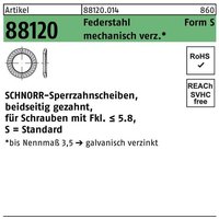 Sperrzahnscheibe r 88120 beidseitig gezahnt S18 x27 x1,5 Federstahl mechanisch verzinkt von SCHNORR