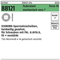 Schnorr - Sperrzahnscheibe r 88121 beidseitig gezahnt vs 8 x13 x1,2 Federstahl mechanisch verzinkt von SCHNORR