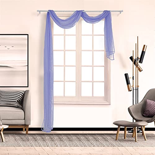 SCHOAL Voile Querbehang Transparenter Freihandbogen Uni Freihanddeko einfarbig Deko Gardinen Dekoschals Vorhang Wohnzimmer Gardinenschals 1 Stück HxB 90x400cm Lila von SCHOAL