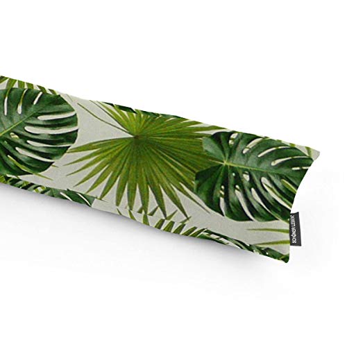 SCHÖNER LEBEN. Zugluftstopper Digitaldruck Palmen Blätter weiß grün Verschiedene Größen, Auswahl:120cm Länge von SCHÖNER LEBEN.