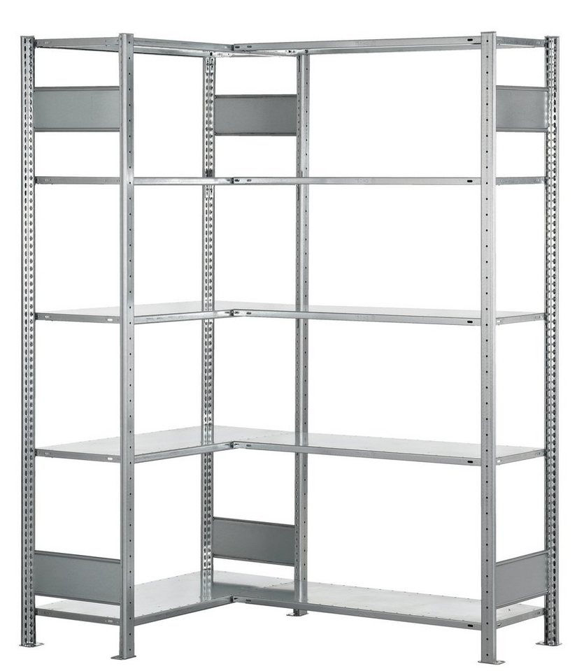 SCHULTE Lagertechnik Steckregal Eckregal (Felder A + B) 2000 x 1000 x 300, 2x5 Fachböden, Längenriegel von SCHULTE Lagertechnik