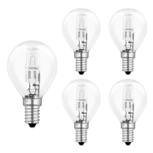 SCNNC Halogenlampen G45 E14 28W Dimmbar AC 230V, 370LM Warmweiß 2700K, Klar Halogen Leuchtmittel E14 Kugel für Deckenleuchte, Stehlampe, Wandlampe, 5 Stück von SCNNC