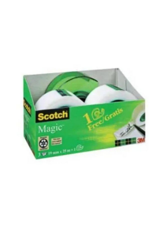 SCOTCH Dichtband Klebeband Promotion 19 mm x 25 m + Handabroller (Packung, 3-St., 3 Rollen) Breite: 19,0 mm Länge: 25m von SCOTCH