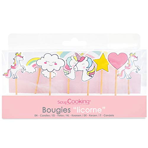 ScrapCooking 8er-Set Einhornkerzen Paraffin Einhorn Kerze für Cupcakes, Paraffinwachs, 7cm von ScrapCooking