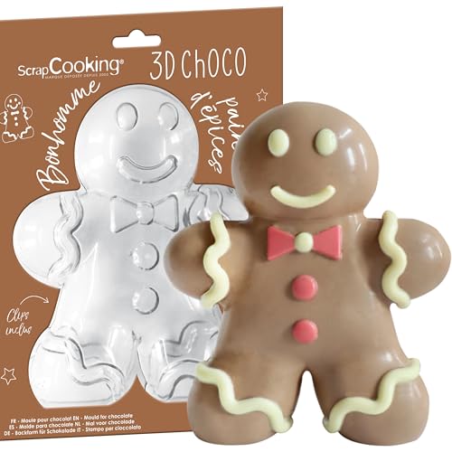 ScrapCooking 6759 Backform für Schokolade, Schneemann, Lebkuchen, Weihnachten, 3D-Schokoladenform, zum Herstellen von Manala in Schokolade – Zubehör zum Backen und Backen von ScrapCooking